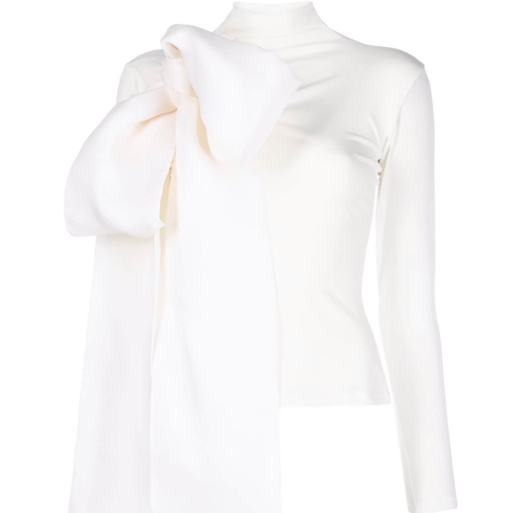 COPY - Mock neck top with large organza bow